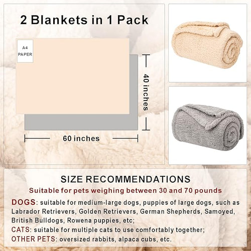 2 Blankets, Dog Cat Pet Blanket, Soft Warm Fleece, - Image 2