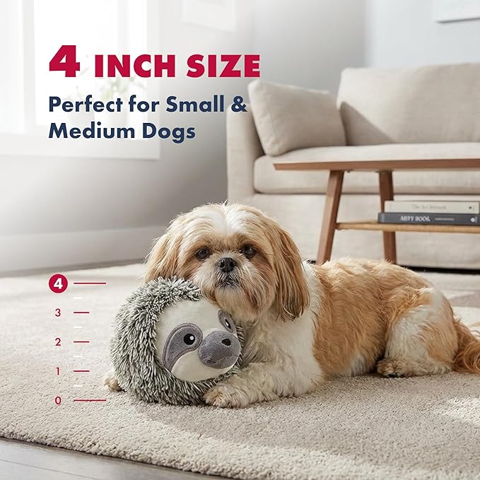 Pet Lou 4 Inch EZ Squeaky Sloth Ball Dog Plush Toy, Stuffing-Free Soft Plush - Image 6