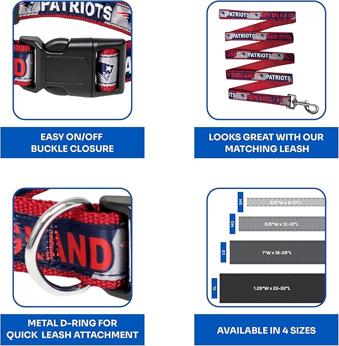 NFL PET Collar New England Patriots Dog Collar, Medium Football Team Collar - Image 6