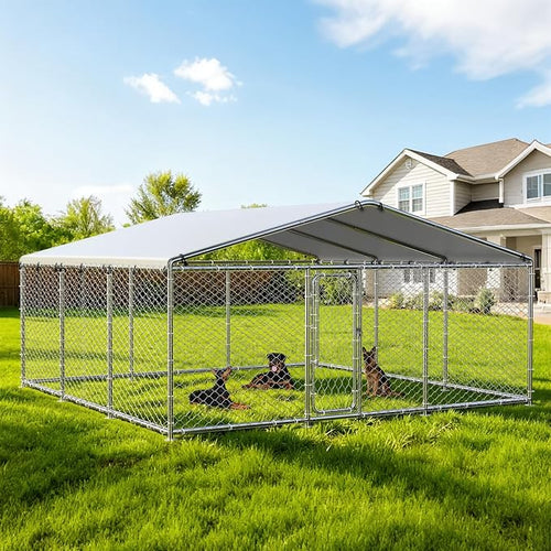 15.3'x15.3'Large Outdoor Dog Kennel Outside– Heavy-Duty Dog Enclosure by Unknown