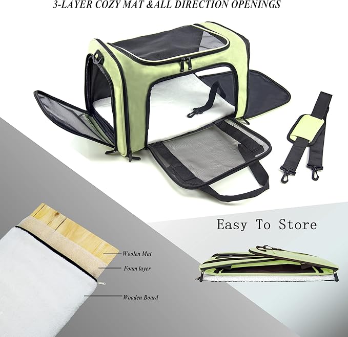 Soft Sided Carrier for Small Medium Cats Dogs, Removable Pad Collapsible Travel - Image 5