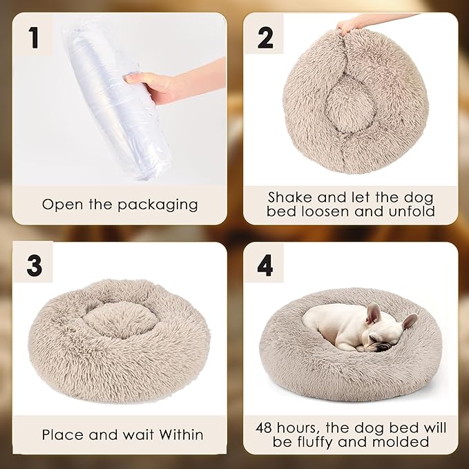Dogs Bed for Small Dogs, Anti-Anxiety Washable Round Bed - Image 6