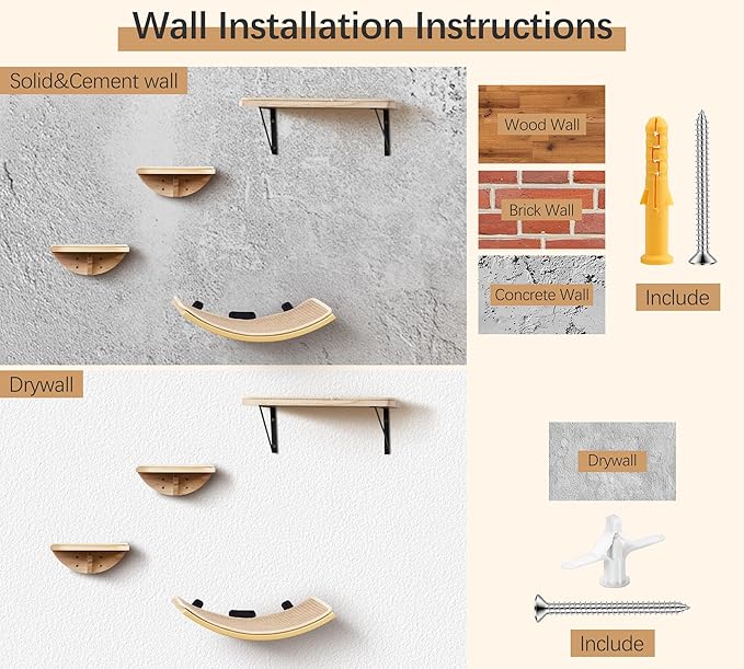 Curved Cat Wall Hammock with Scratchable Sisal Pad, Large Floating Cat Shelf - Image 9