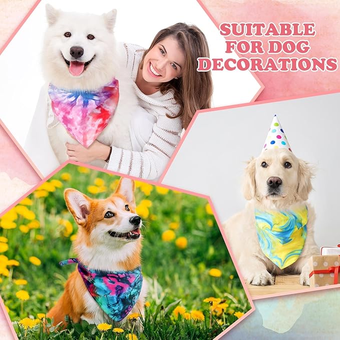 50 Pcs Tie Dye Dog Bandanas Bulk Pet Bibs Colorful Triangle Scarf Pet Bandanas - Image 5