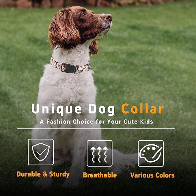 Dog Collar for Boys Girls, Floral Puppy Collar for Small Medium Large Dogs - Image 5