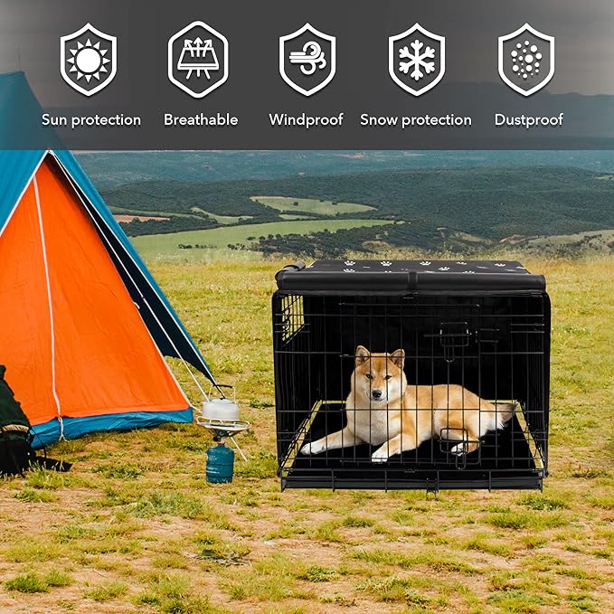 Pet Prime Dog Crate Cover for Wire Cages 24 30 36 42 48 Inch Outdoor Pet Kennel - Image 4