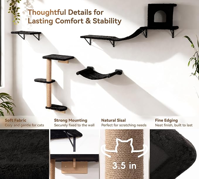 Wall Mounted Cat Furniture Set of 4 – 4 in 1 Cat Wall Shelves - Image 3