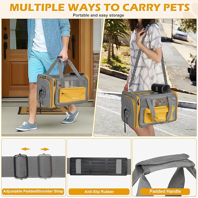 Pawinner Cat Carriers, 17.7"x13"x13" Collapsible Pets Travel Carriers Dog - Image 7