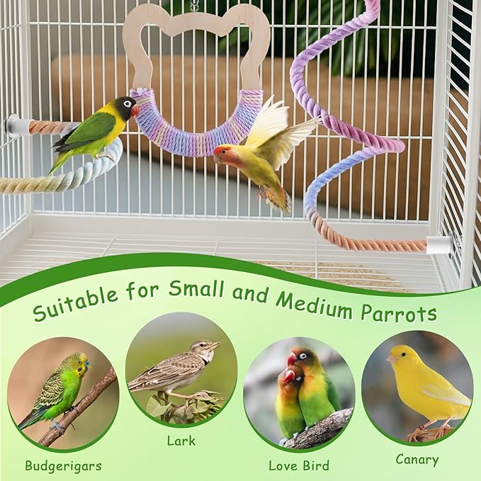 3 Pcs Gradient Bird Perching Rope Set, Bendable Bird Perching Rope - Image 6