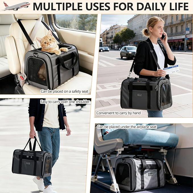 Cat Travel Carrier .Foldable Dog Carrier Bag, Soft Sided cat Carrier up to 20 - Image 8
