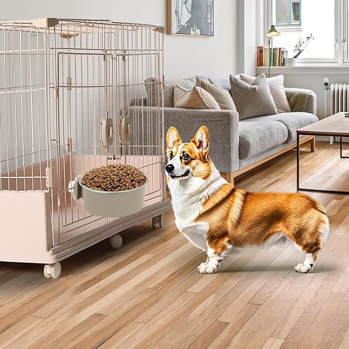 4 Pieces Crate Dog Bowl, Removable Stainless Steel Pet Kennel Hanging Food - Image 3