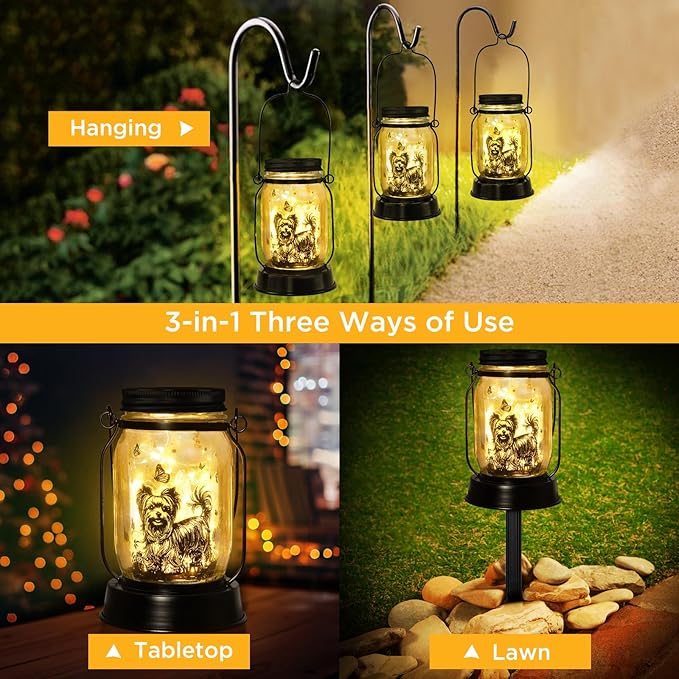 Yorkie Dog Gifts for Women/Men Yorkshire Terrier Solar Lanterns Mom Birthday - Image 2
