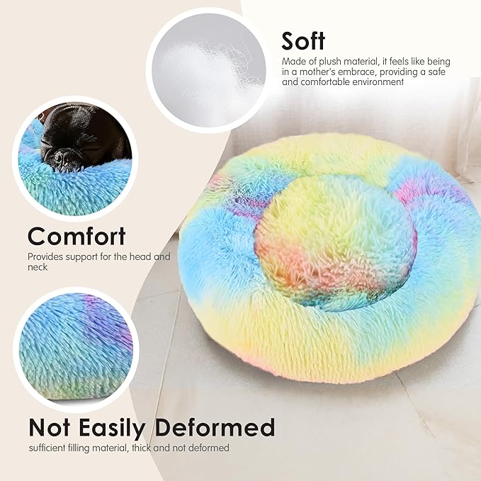 Dogs Bed for Small Dogs, Anti-Anxiety Washable Round Bed - Image 4