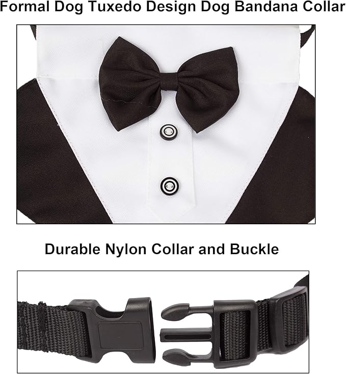 ADOGGYGO Formal Dog Tuxedo Wedding Pet Bandana Collar - Image 5