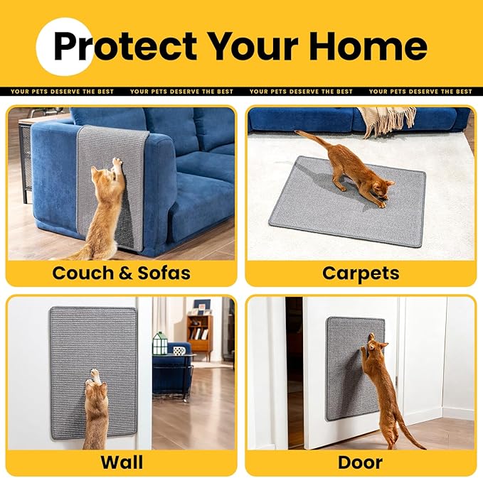 Cat Scratcher Mat, Natural Sisal Cat Scratch Pad, Horizontal Floor Cat - Image 2