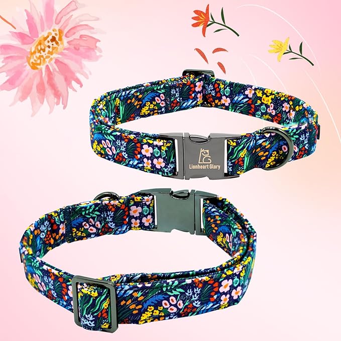Lionheart glory Dog Collar Darkblue Flower Dog Bow Collars Floral Dog Collar - Image 6