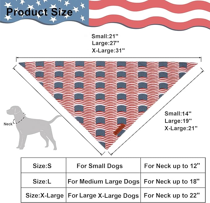 ADOGGYGO American Flag Dog Bandana 2 Pack, Reversible White Red USA Flag Pet - Image 4
