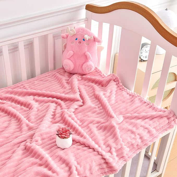 Soft Fleece Baby Blanket Ultra Cozy Pink Baby Blankets - Image 2