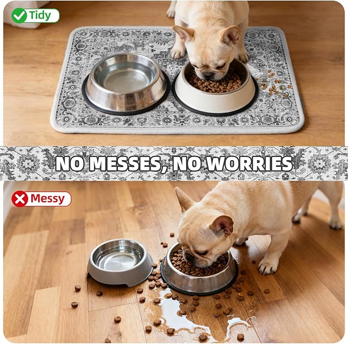 PUPTECK Dog Food Mat, Absorbent Pet Feeding Bowl Mat, Non-Slip Dog Mat - Image 5
