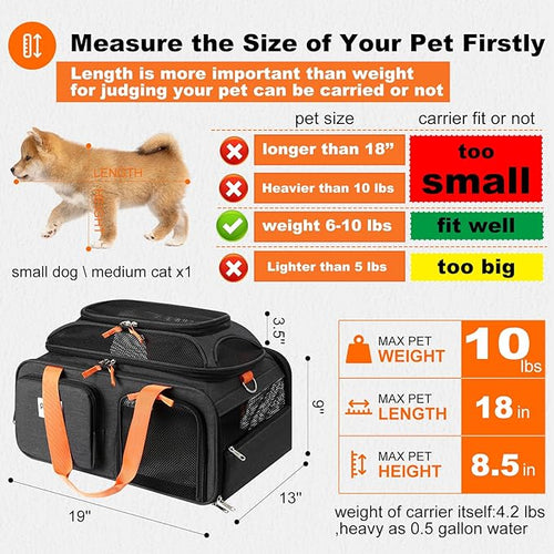 19x13x9 TSA Approved top Expandable pet Carrier - Image 2