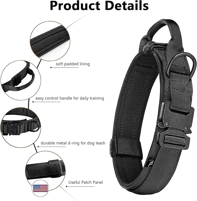DAGANXI Tactical Dog Collar, Adjustable Military Training Nylon Dog Collar - Image 4