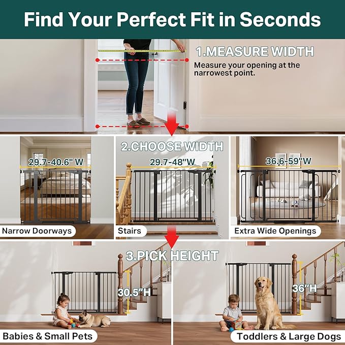 Cumbor 29.7-48" Baby Gate for Stairs, Mom's Choice Awards Winner-Dog Gate for - Image 3