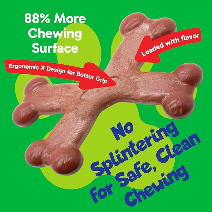 Chew’EMS X Bone Dog Chew Toy for Aggressive Chewers – Long-Lasting Beef Flavor - Image 2