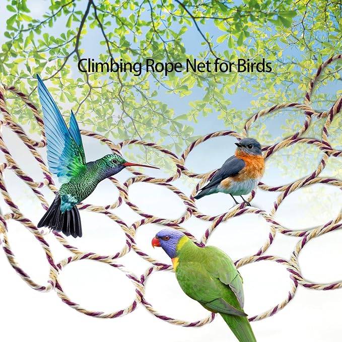 BNOSDM 4 Packs Bird Hemp Rope Net Swing Climbing Rope Net - Image 2