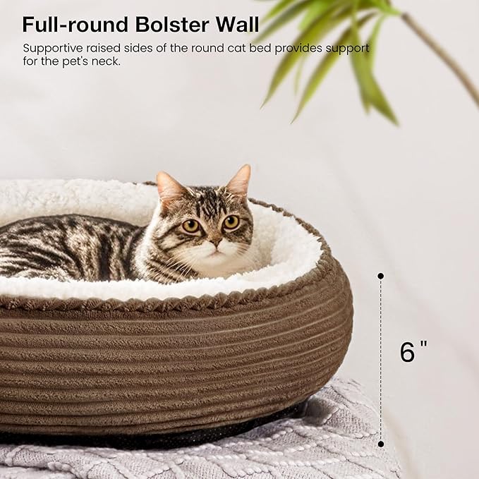 Love's cabin Round Donut Cat and Dog Cushion Bed, 20in Pet Bed - Image 5
