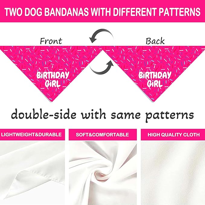 Birthday Girl Dog Bandanas 1 Pack, Pet Scarves HBD Bandanas - Image 8