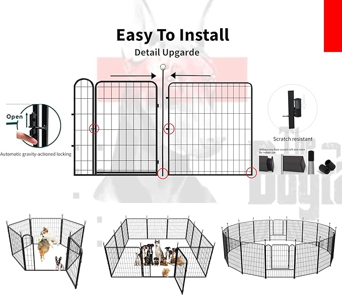 Dog Play Pen Indoors/Outdoor, 12 Panels Dogs Pen Play Pen - Image 6