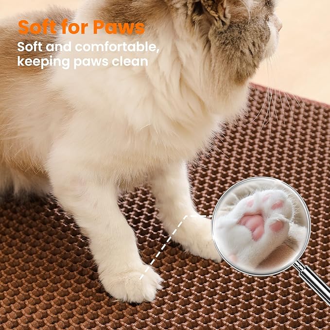 Small Cat Litter Mat, 20x14’’ Double Layer Honeycomb Cat Litter Box Mat - Image 7