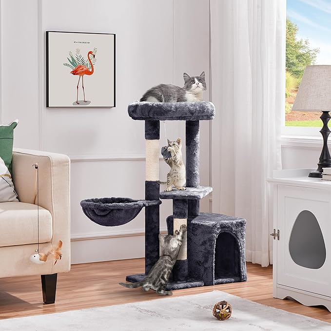 Topeakmart Cat Tree Cat Tower for Indoor Cats, 34.5in Cute Cat Tree Activity - Image 2