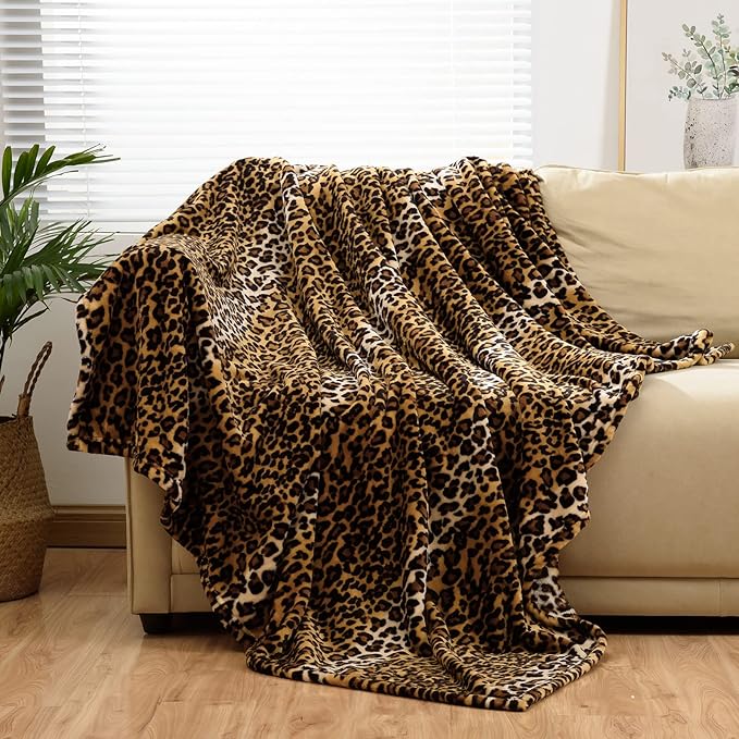 Bnuitland Leopard Print Flannel Twin Size Blanket - Image 9