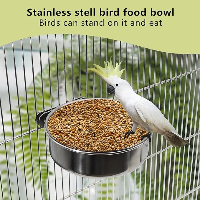 Small+Medium Bird Feeding Dish Cups, Parrot Food Bowl Cage - Image 4