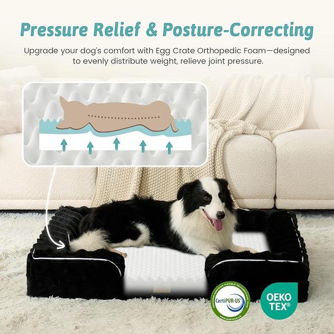 Orthopedic Dog Bed for Large Medium Size Dog, Soft and Warm Faux Fur Sofa for - Image 2