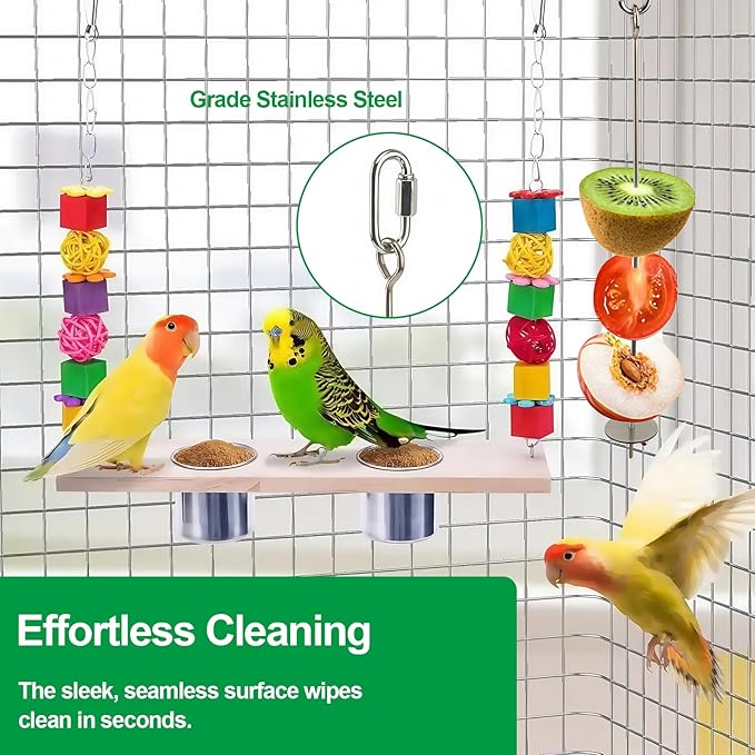 3 Pcs Bird Cage Food Holder Stainless Steel Parrot Fruit & Vegetable Skewer - Image 6