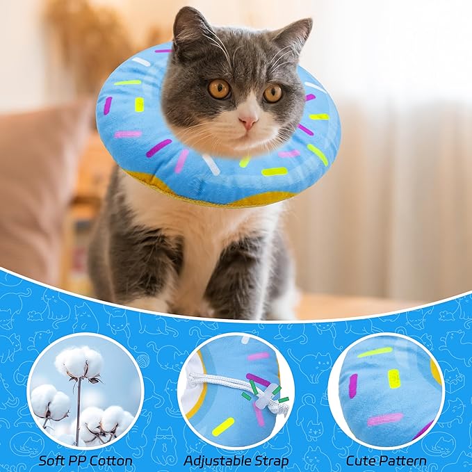 Cat Cone Soft Collar, Adjustable Cat Recovery Collars Kitten Cones to Stop - Image 3