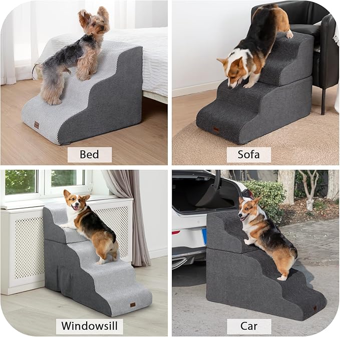 Dog Stairs for Couch Sofa and Chair, 3-Step Dog Steps for Small Dogs and Cats - Image 3