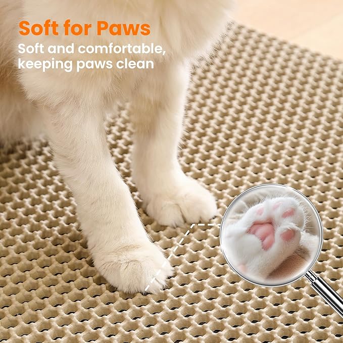 Jumbo Cat Litter Mat, 46x26 Inches Double Layer Honeycomb Litter Trapping Mat - Image 7