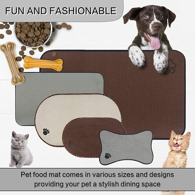 SINLAND Microfiber Pet Bowl Mat Dog Cats Feeding Mats - Image 8