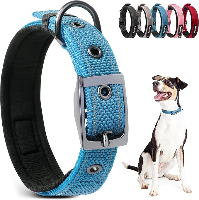 PetiFine Dog Collar for Large Dogs, Neoprene Padded and Adjustable, Reflective by PetiFine