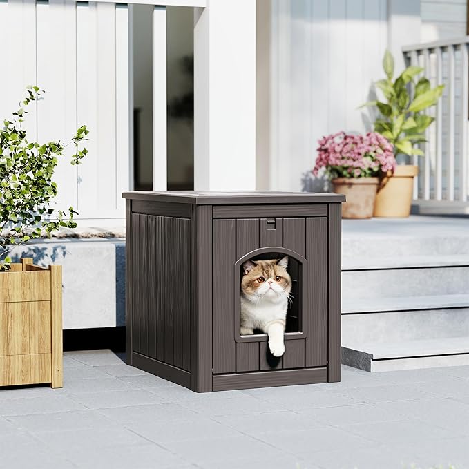 Litter Box Enclosure, Waterproof & Weatherproof Plastic Cat House - Image 6