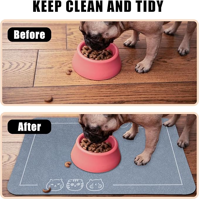 YCT Cat Pet Food Mat, Non-Slip Bottom Absorbent Quick Dry Feeding Mat - Image 6