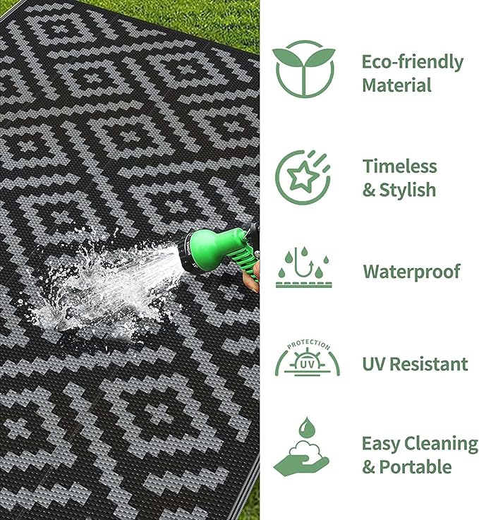 GENIMO Outdoor Rugs 2.5x8 Waterproof, Reversible Mats, Outdoor Area Rug - Image 5