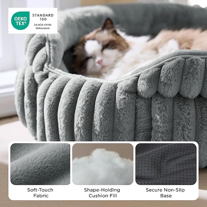 Bedsure ComfyFleece™ Cat Bed, Washable Round Cute Cat Beds - Image 3