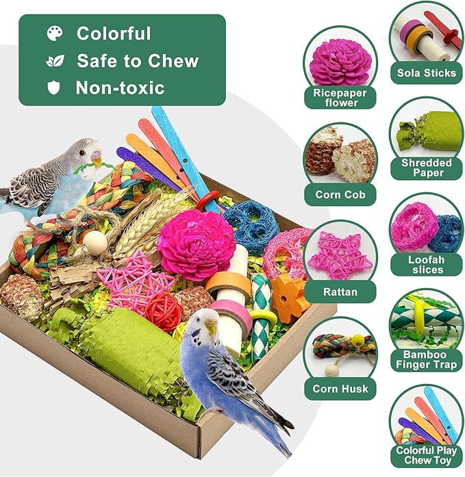 Natural Bird Toy Foraging Parrot Shredding Toys Box Conure Chewing Toys - Image 3