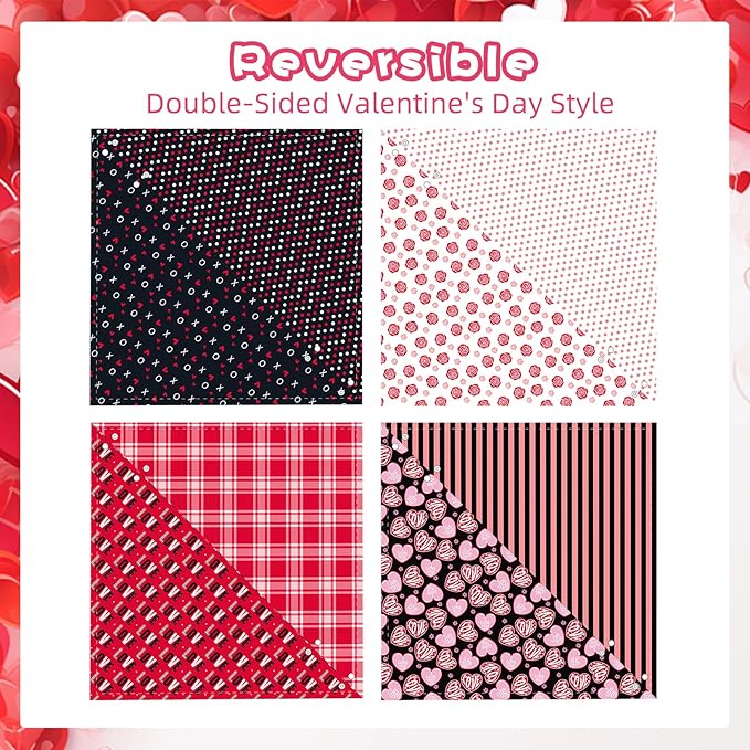 PAWCHIE Valentine's Day Dog Bandanas 4 Pack, Reversible Dog Party Triangle - Image 4