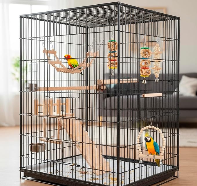 Morezi Bird Swing for cage Parakeet Parrot Swing Wood Hemp Rope Ladder Toy Play - Image 7