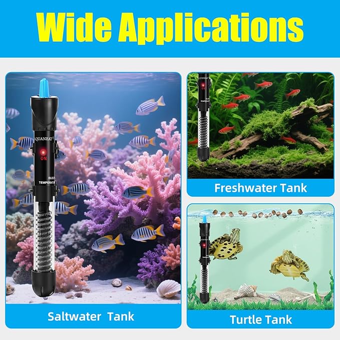 AQUANEAT Aquarium Heater, 50W Fish Tank Heater, Adjustable Submersible Water - Image 9